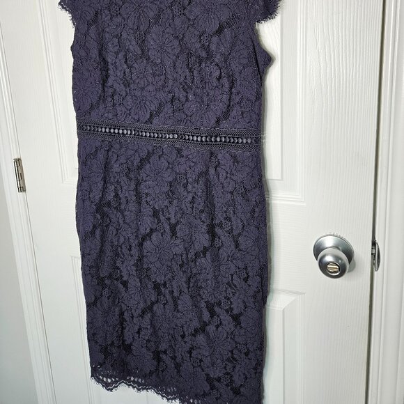 H & M Navy Blue Lace Midi Dress Size M - Picture 4 of 9